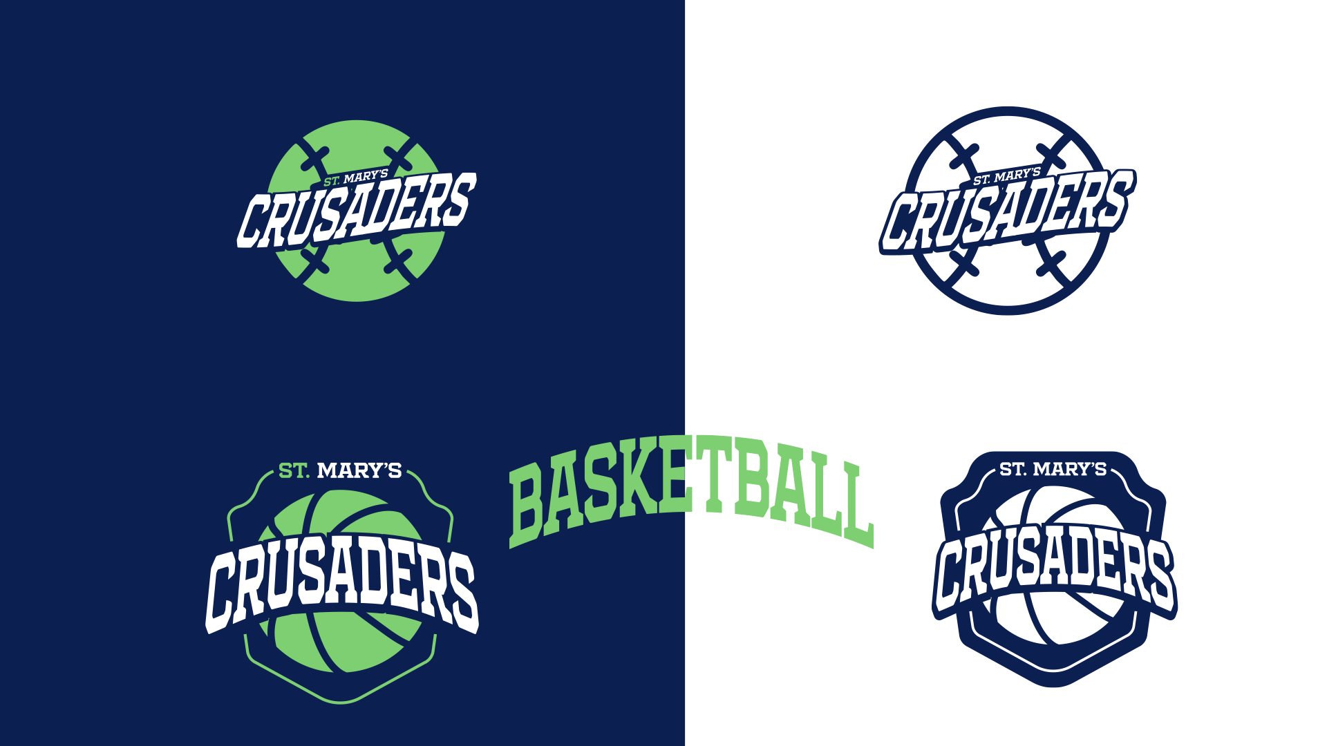 St. Mary’s school branding exercise — Crusaders basketball logo variations