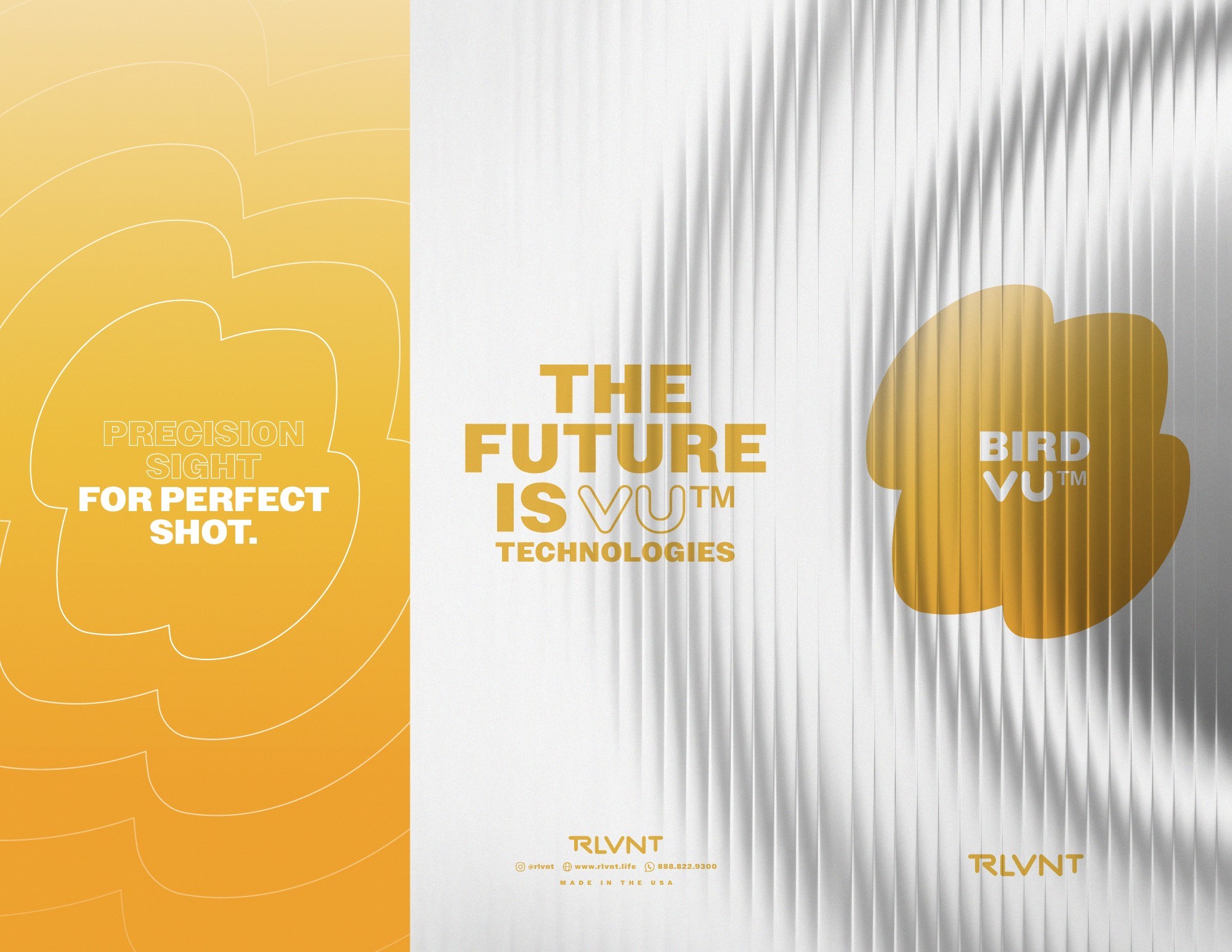 RLVNT supplied KnotVU brochure — exterior panels carrying the BirdVU identity