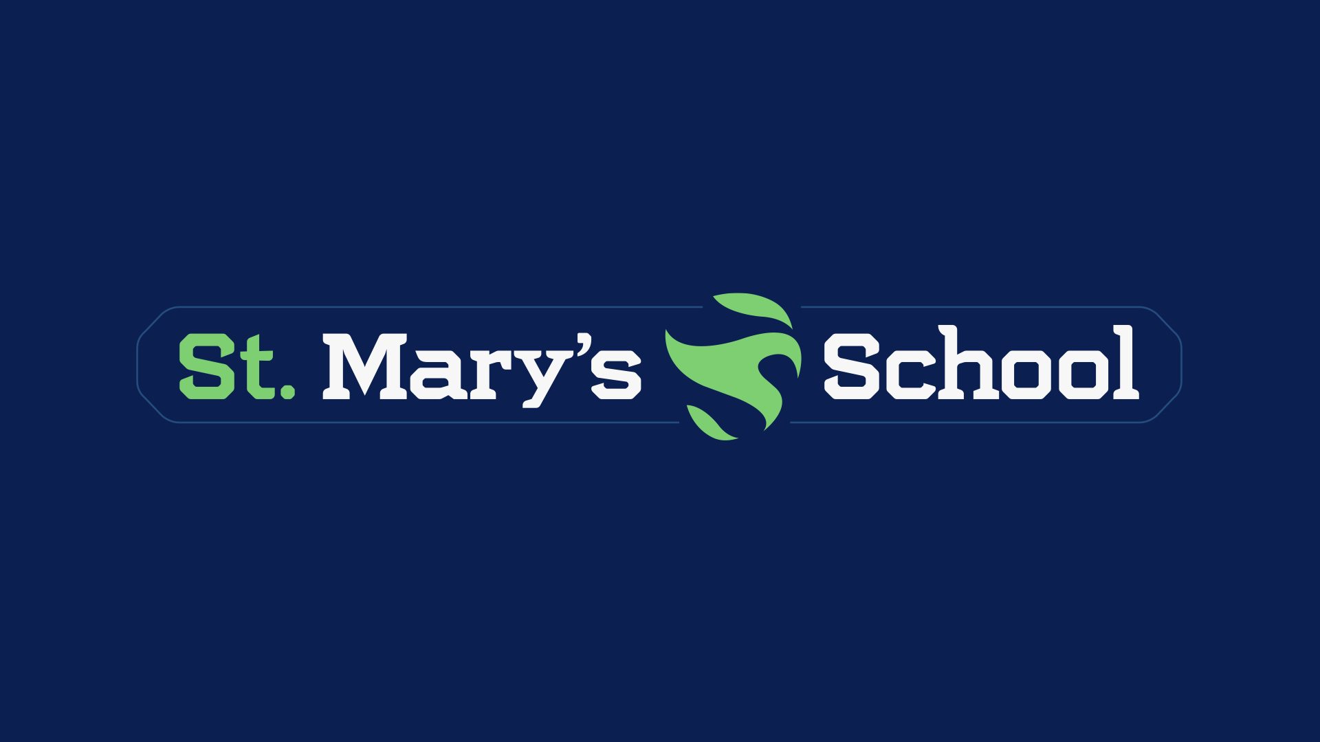St. Mary’s school branding exercise — School wordmark with green flame symbol