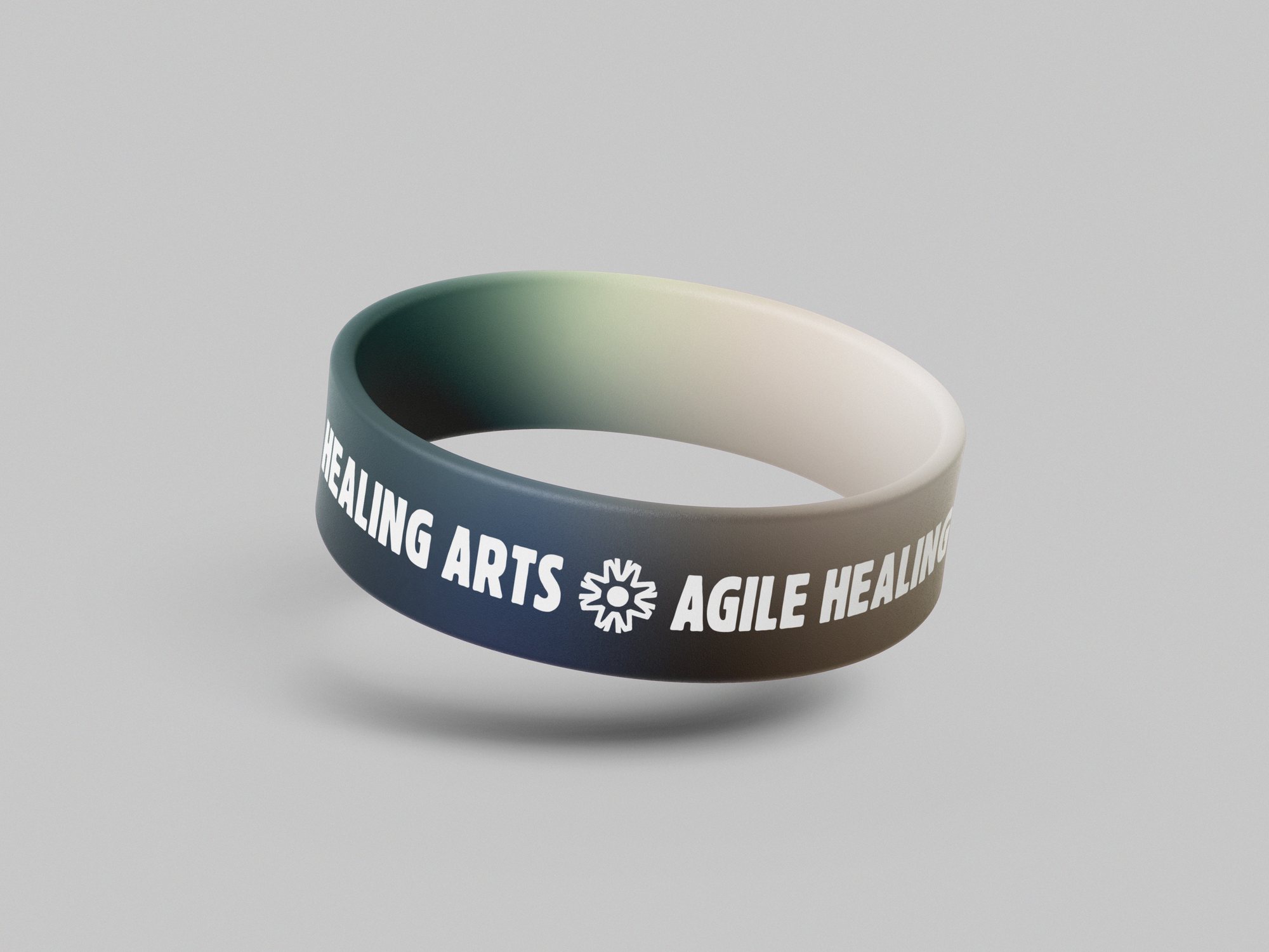 Agile Healing Arts branding — wristband mockup