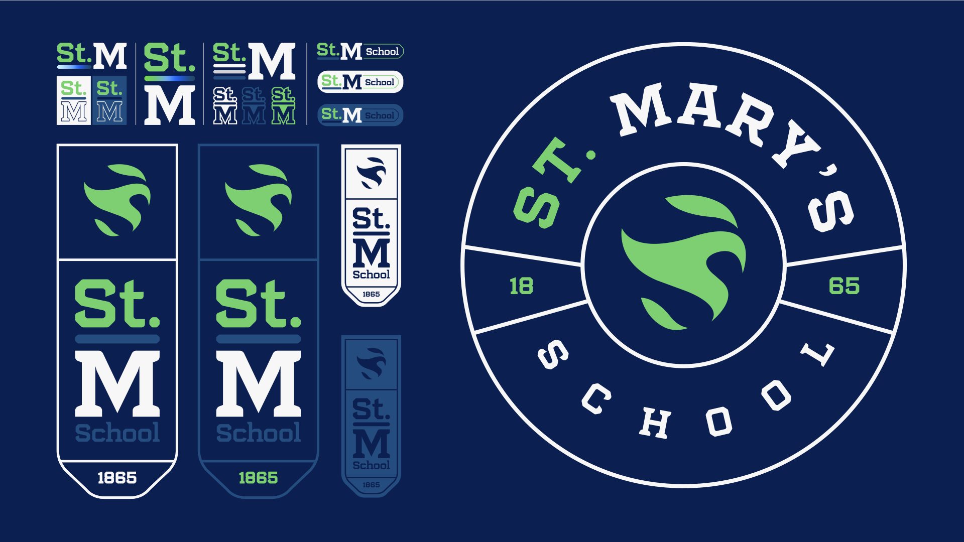 St. Mary’s school branding exercise — Logo family with wordmarks, seals and badges