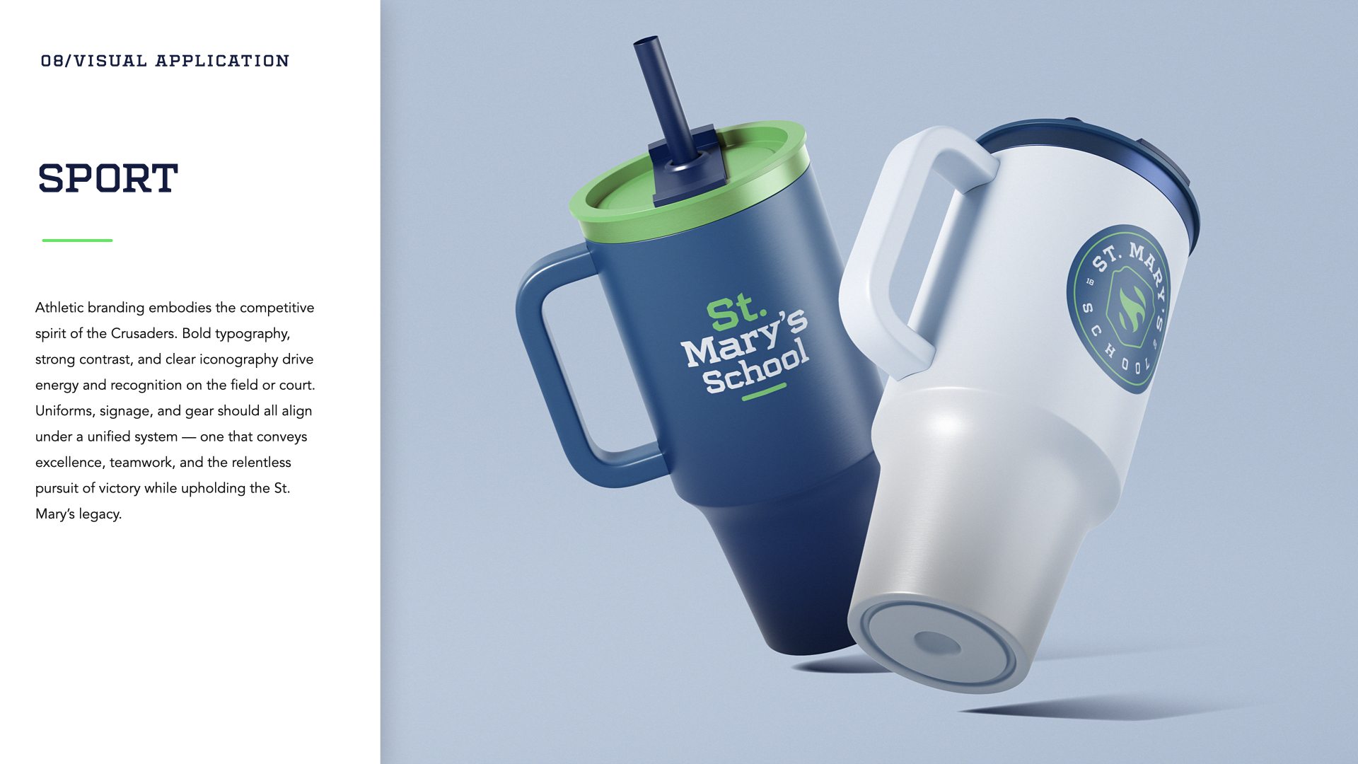 St. Mary’s school branding exercise — Crusaders drinkware concepts