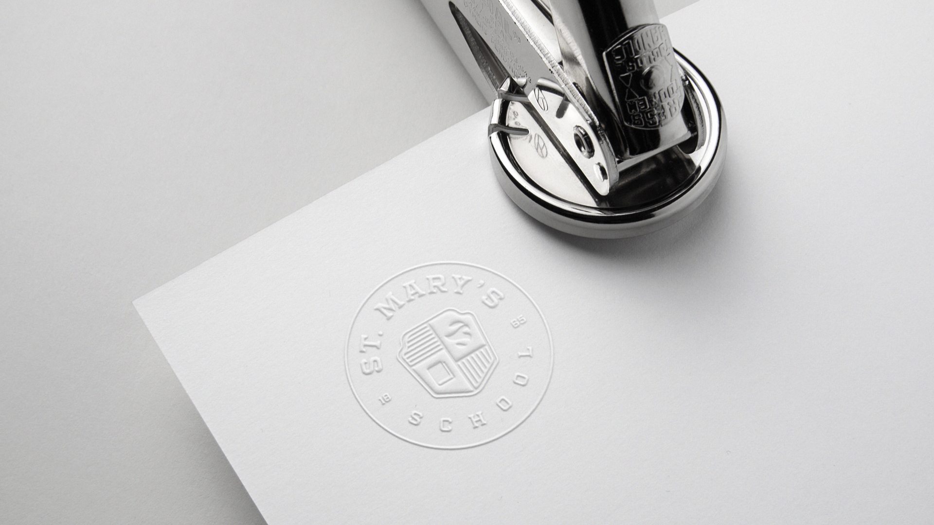 St. Mary’s school branding exercise — Embossed school seal on stationery