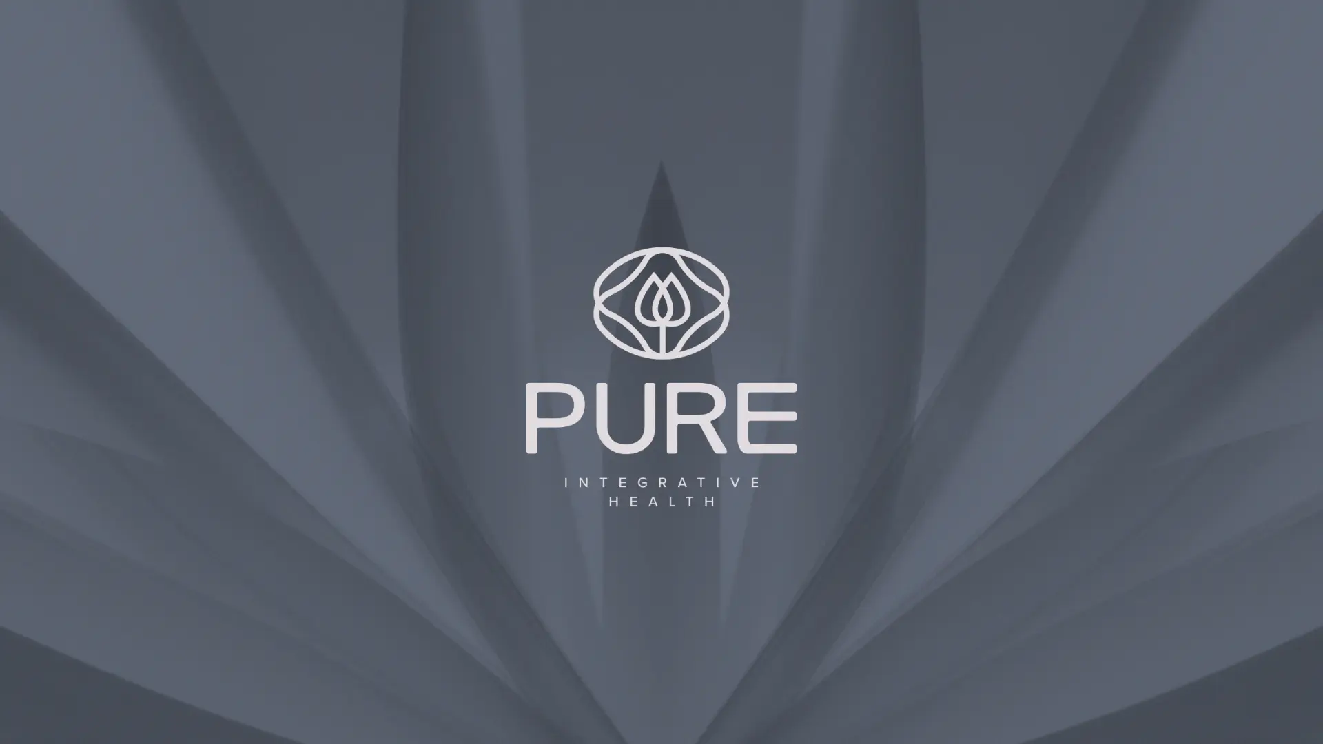 Pure Integrative Health visual identity — primary logo on a layered abstract background
