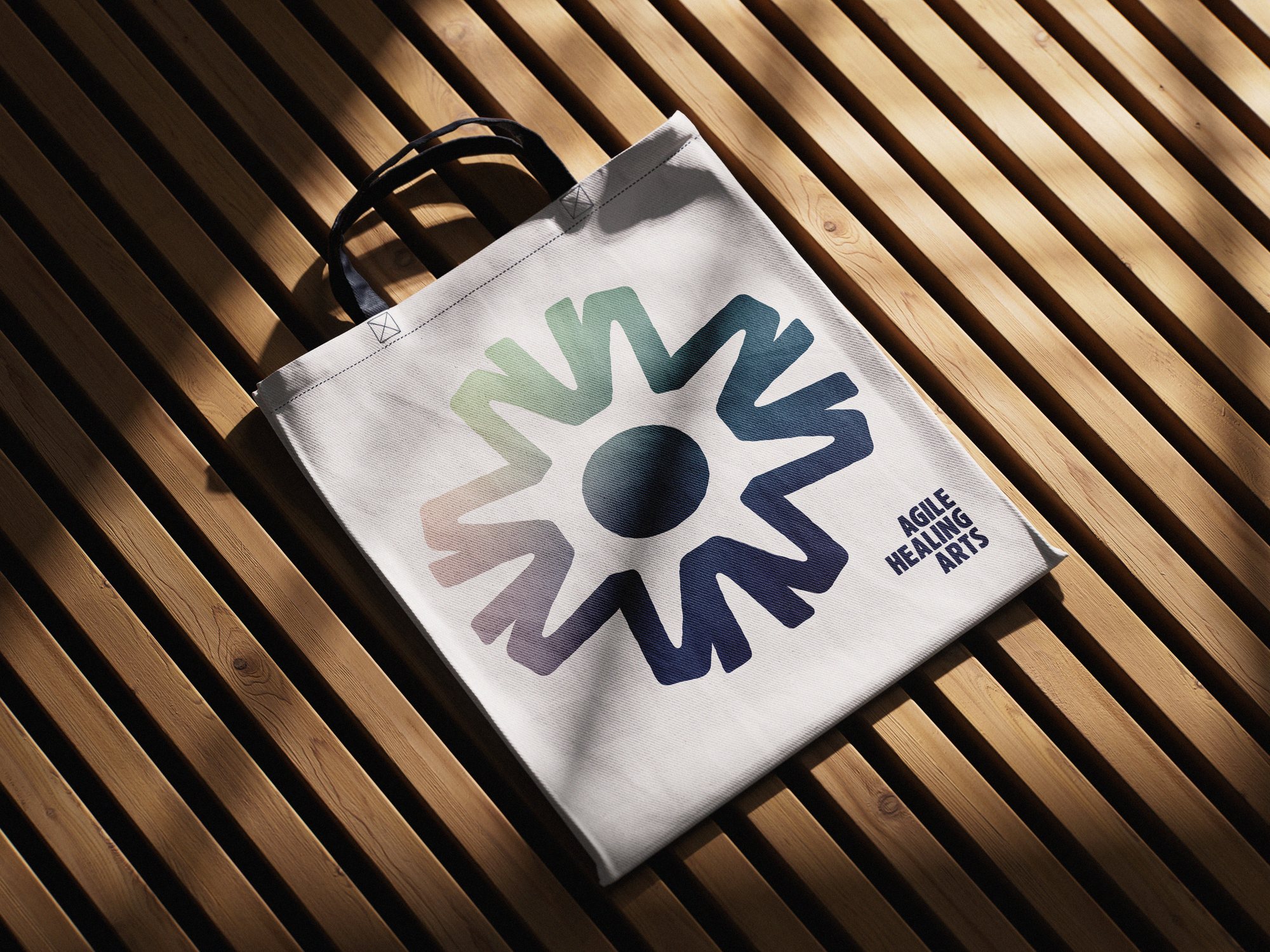 Agile Healing Arts branding — canvas tote bag mockup