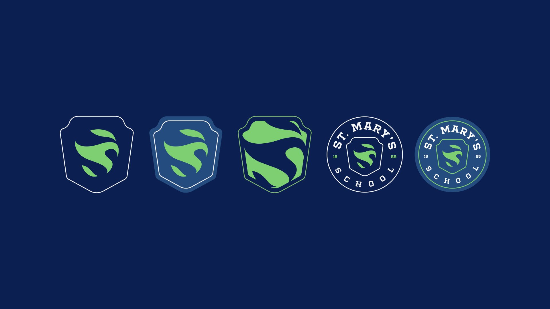 St. Mary’s school branding exercise — Crusader-inspired monogram and circular school seals