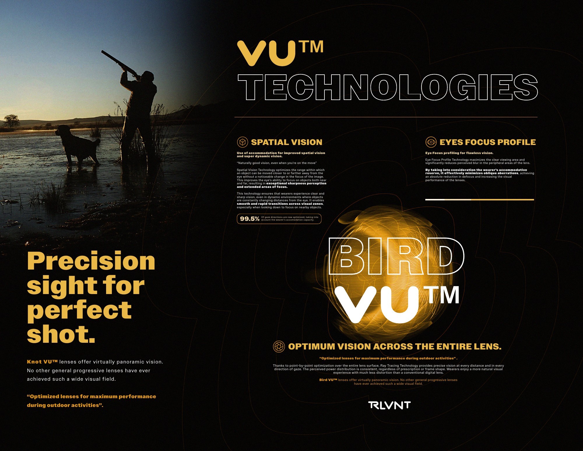 RLVNT supplied KnotVU brochure — interior panels carrying BirdVU and KnotVU technology text