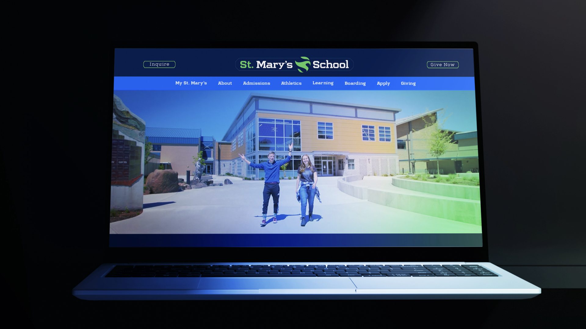 St. Mary’s school branding exercise — School website branding mockup on a laptop