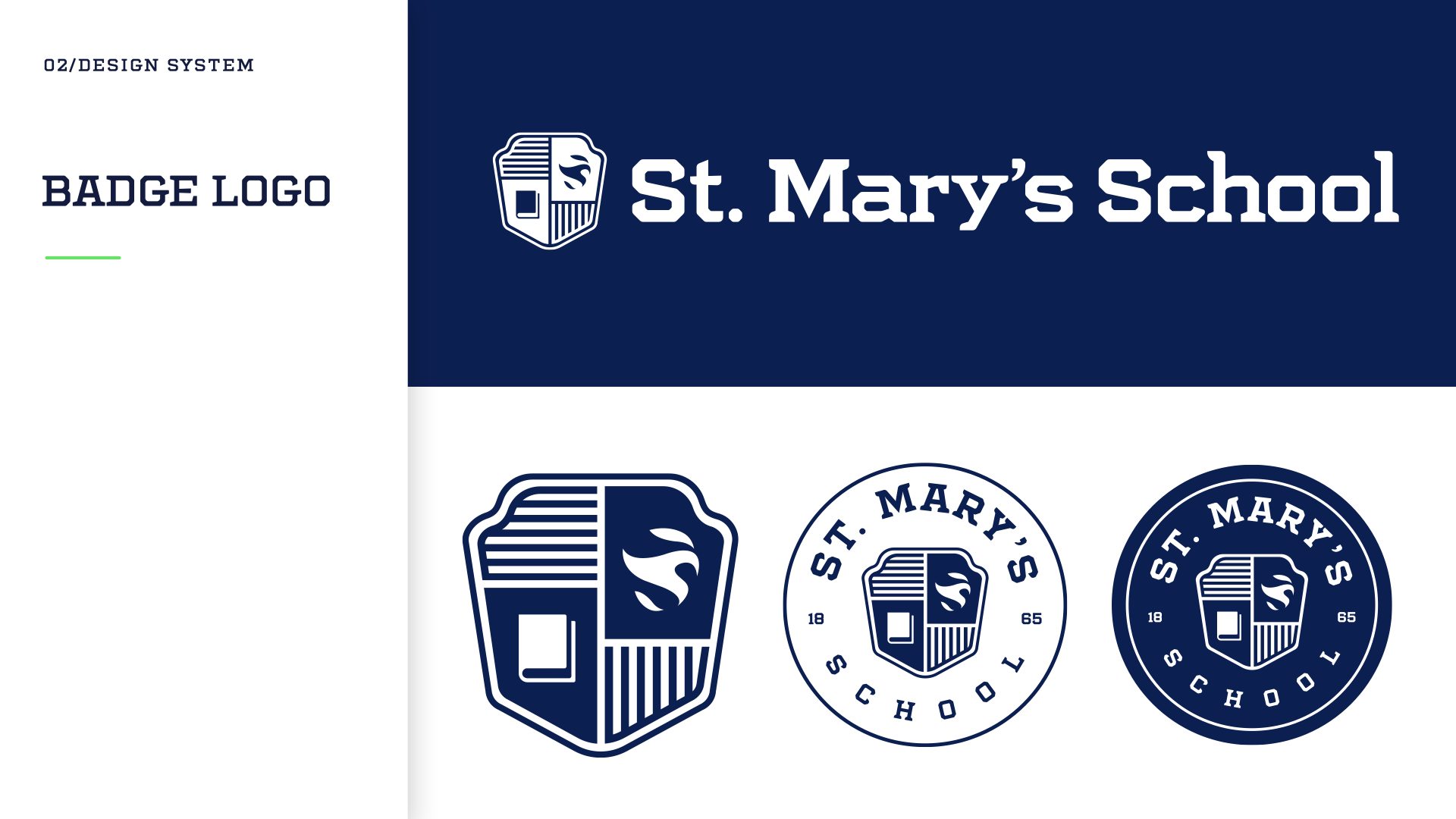 St. Mary’s school branding exercise — Badge logo and school wordmark variations